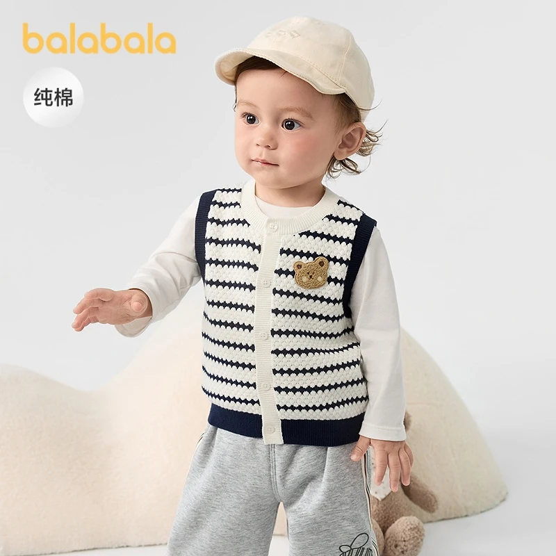 巴拉巴拉童装儿童马甲男童毛衫2025秋装新款宝宝纯棉内搭针织上衣