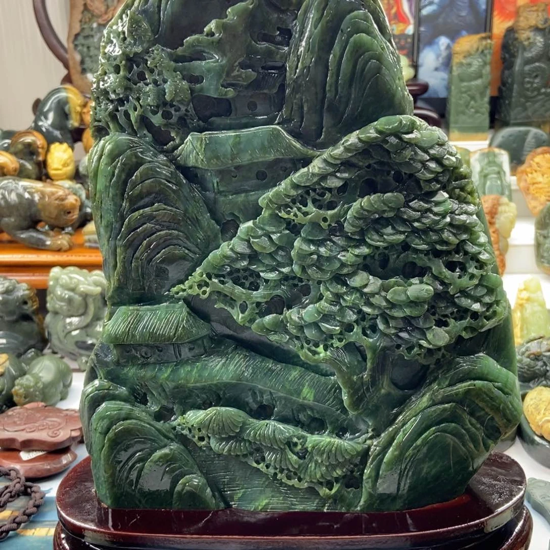 猫***眼和田玉（碧玉）未镶嵌摆件