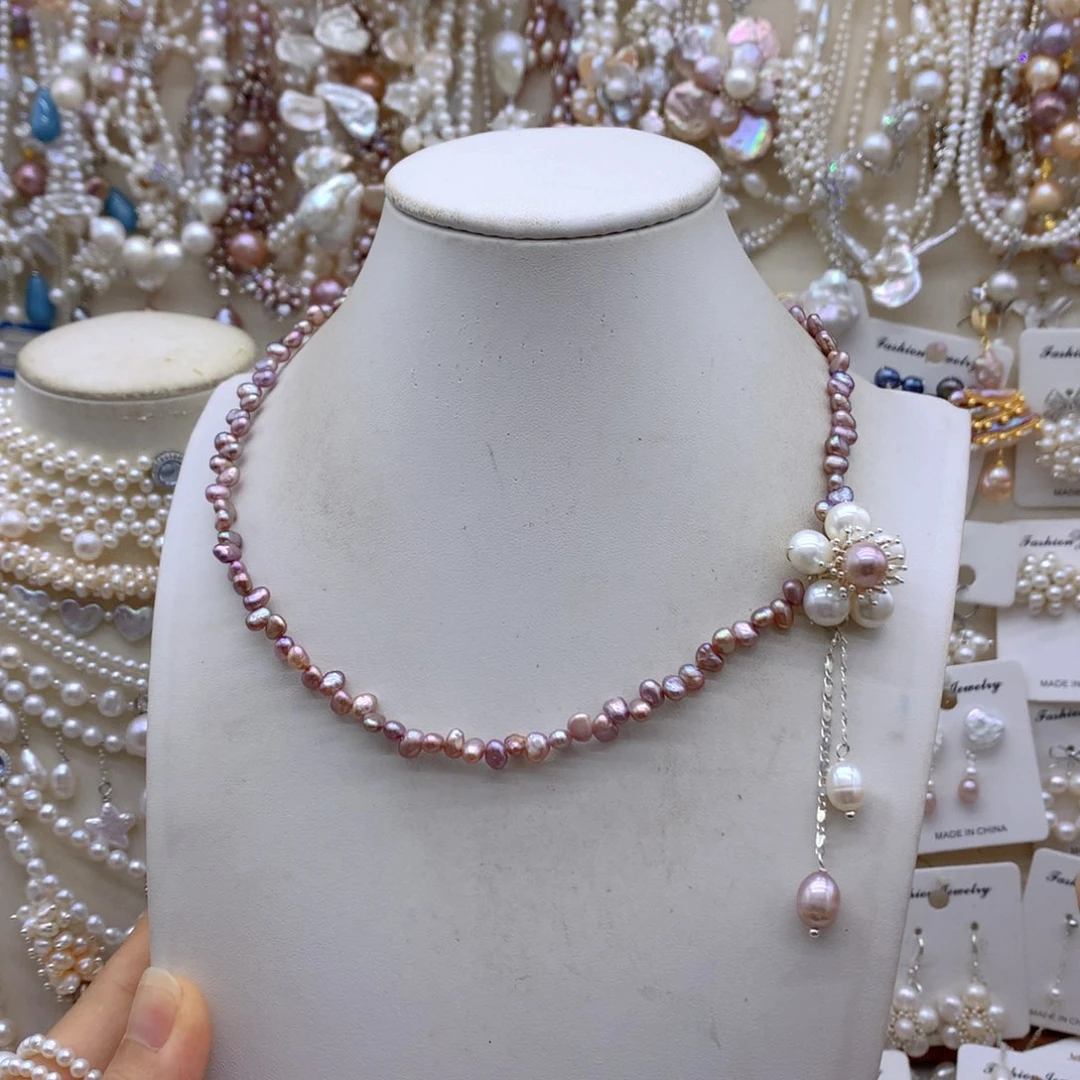 银S925镶嵌淡水珍珠项链耳饰