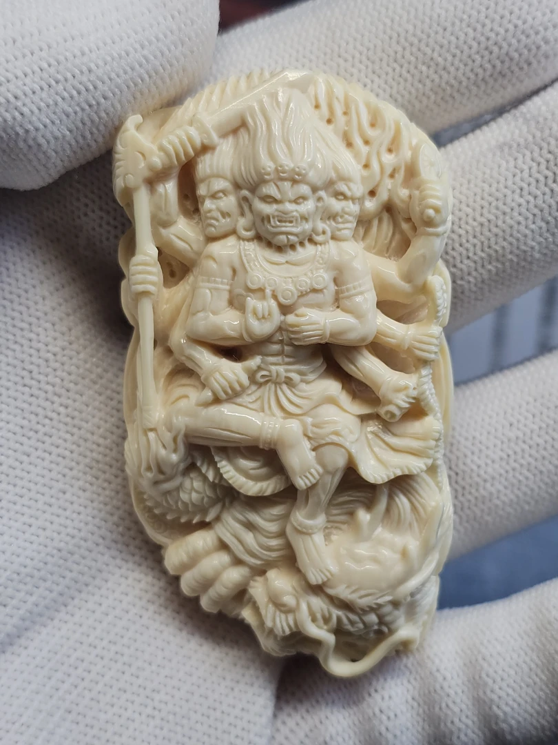 天然猛犸牙手工满工大黑天吊坠