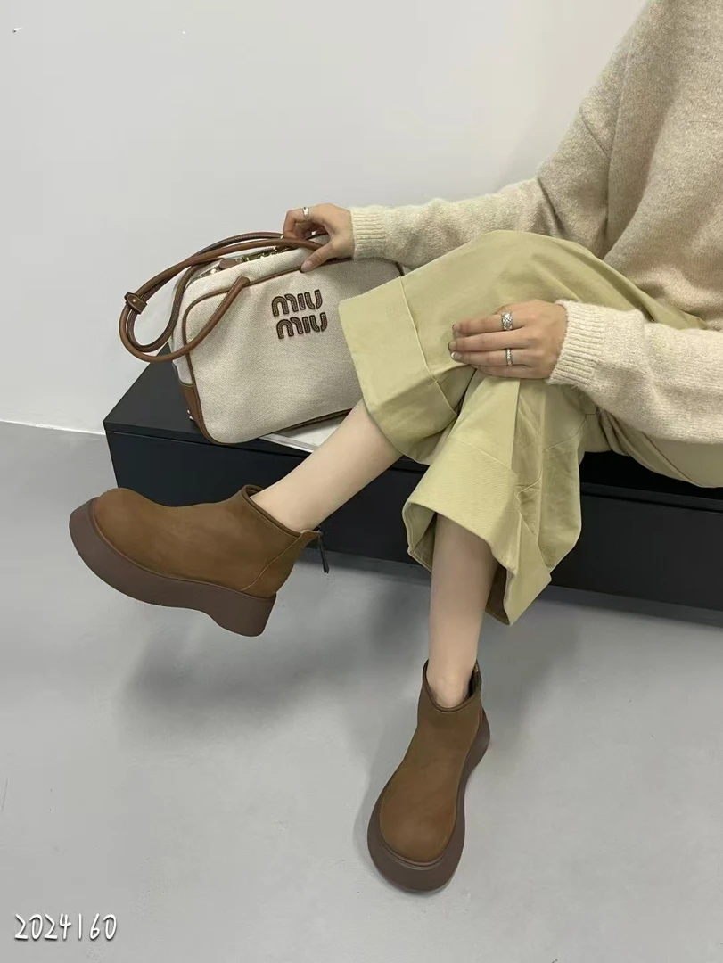 【香姐强推】【289-212】2024秋冬新款加绒厚底短靴