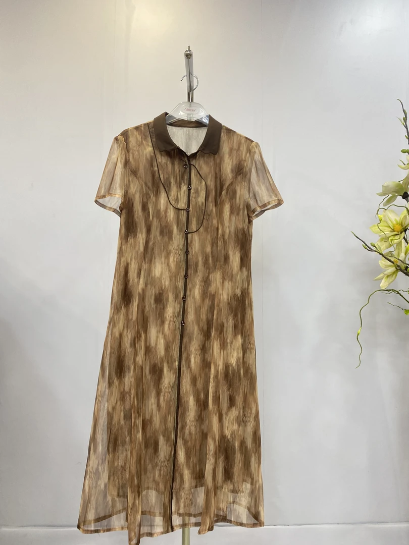 夏季气质复古百搭优雅连衣裙中长款洋气短袖裙子(2711)L317