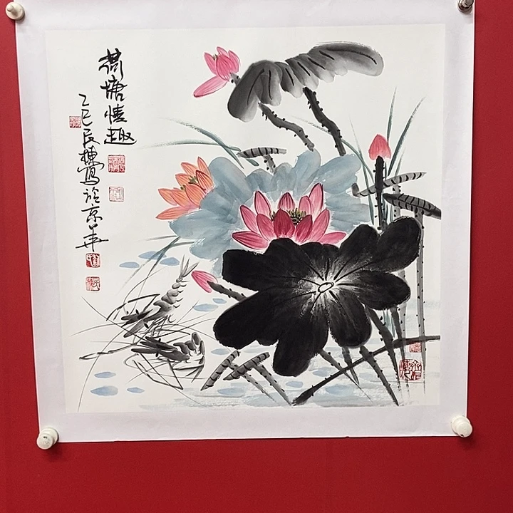 国画刘民栋老师荷塘情趣