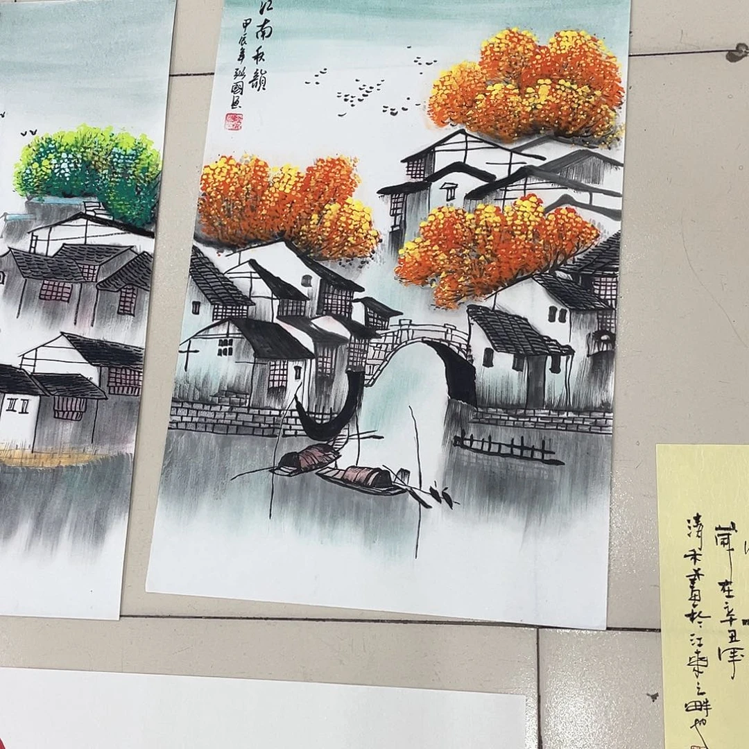 国画纯手绘山水花鸟