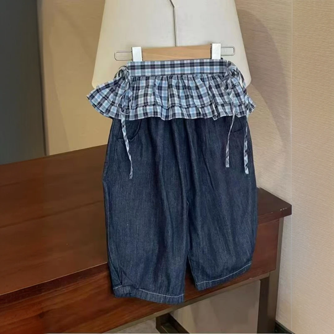 女童女宝韩国新款春秋季儿童宝宝洋气百搭格子屁帘休闲阔腿裤裤子