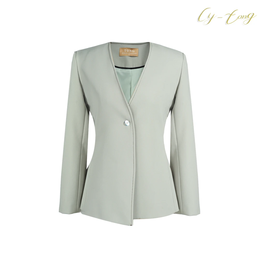 【彤姐原创】草绿色休闲时尚女款气质短款修身西服外套230012