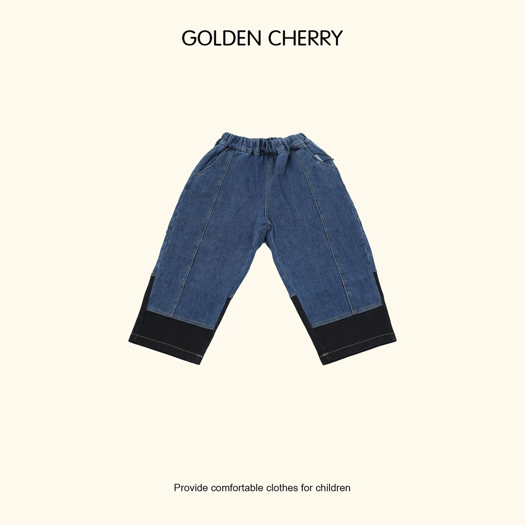 【Golden cherry】儿童拼接直筒牛仔裤083372