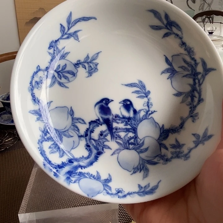 青花九桃壶承微微瑕