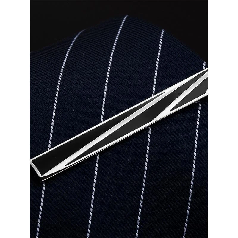 CK领带夹男士商务轻奢正装别针西装经典简约礼盒装领夹韩版银色