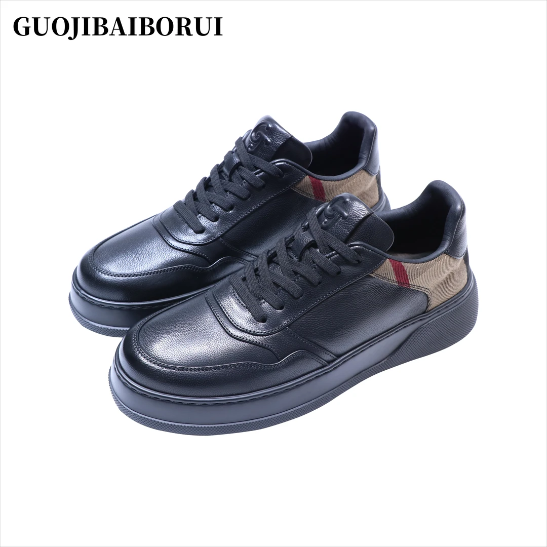 国际柏博瑞男士皮鞋厚底增高低帮透气时尚休闲皮鞋百搭潮流板鞋