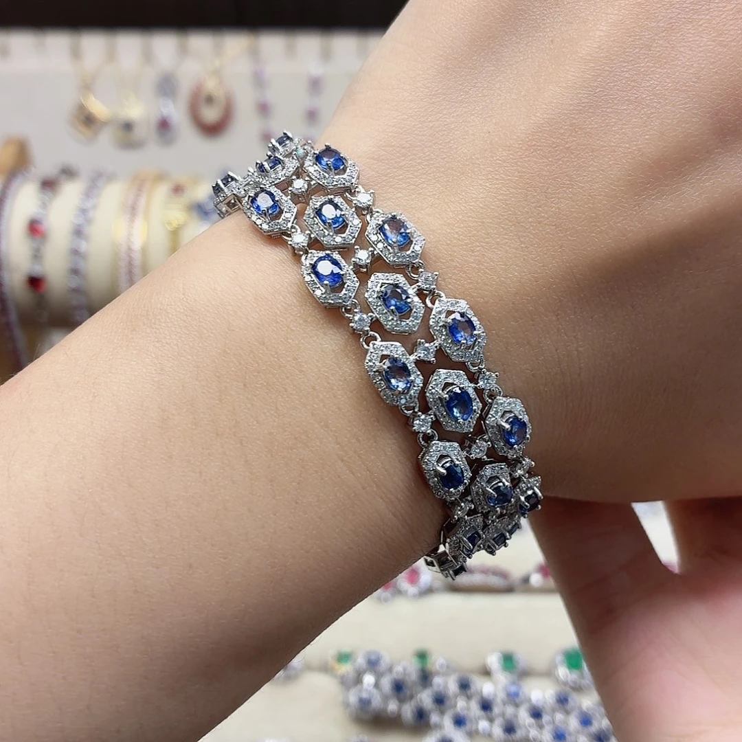 蓝宝石手链银S925镶嵌