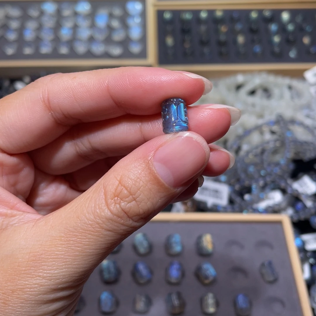 拉长石手链未镶嵌江****?灰月光回纹珠直径7.6m