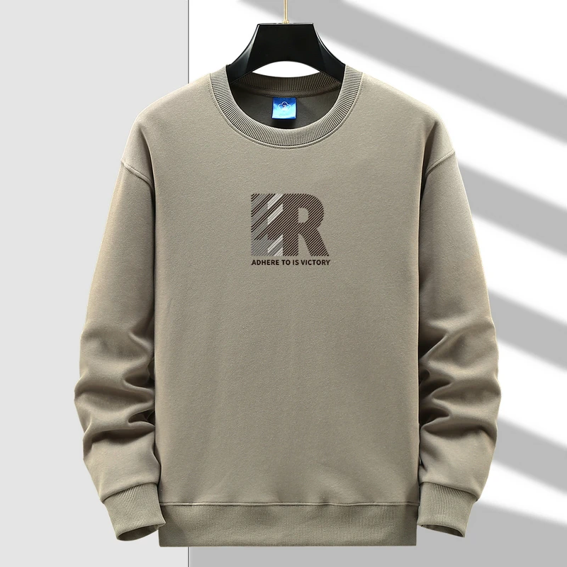 男士春装长袖卫衣美式重磅宽松潮牌百搭大码圆领大字母打底衫ins