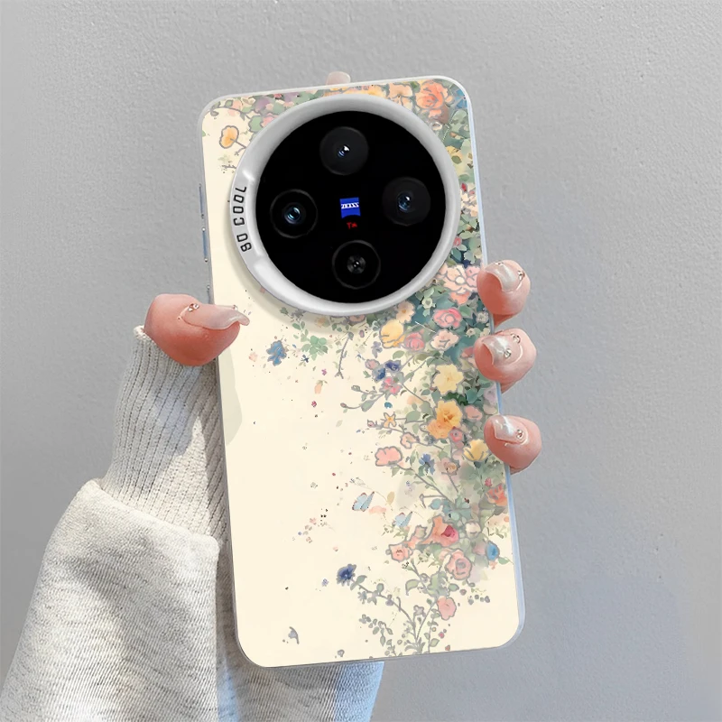 适用VIVOX200ULTRA手机壳X200S创意花朵保护套X100PRO防摔新款X90