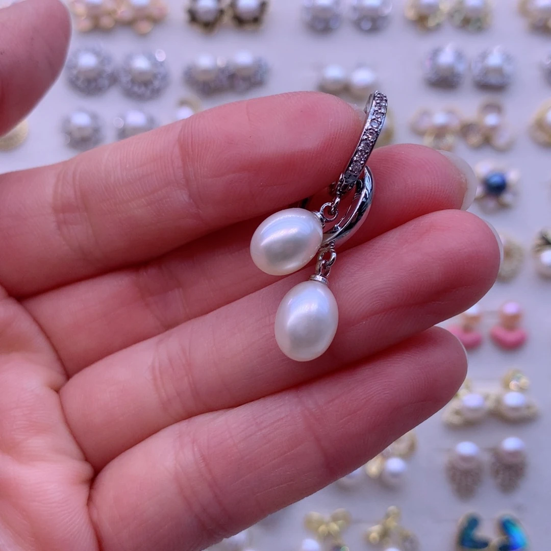 淡水珍珠耳饰合金