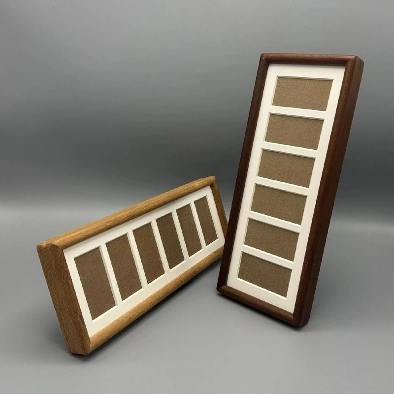 六连框黑胡桃相框新年礼物画框摆台人民币装饰画简约轻奢立式摆台