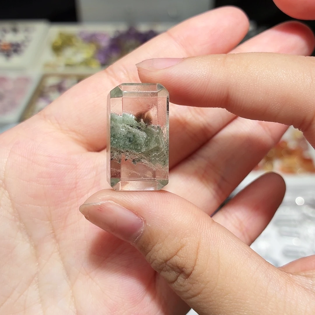 水晶吊坠(不含链)未镶嵌绿幽灵 随形 打孔定制不退换 强推