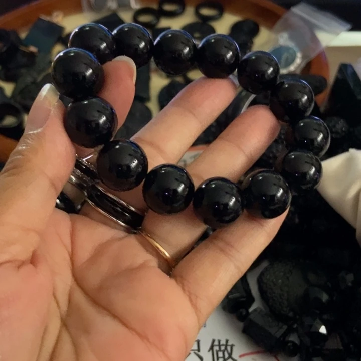 翡翠未镶嵌手链墨翠15.16