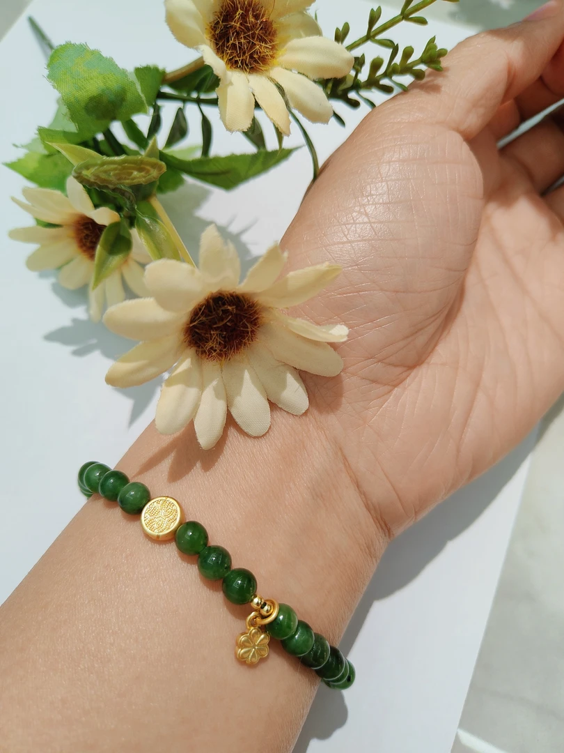 L91和田玉碧玉扎基拉姆手串女士绿色时尚（多样性发一）