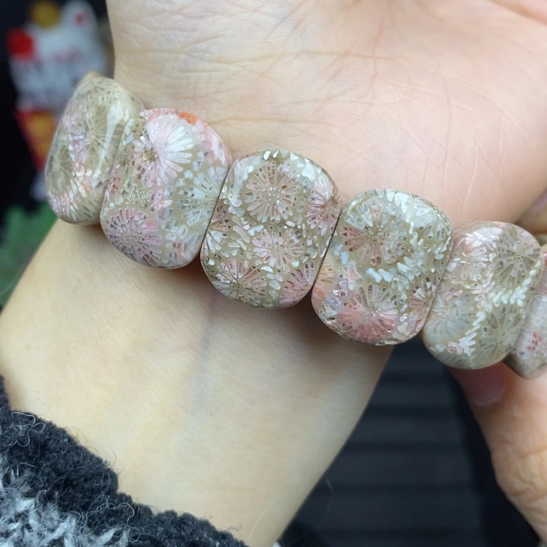 硅化玉未镶嵌手链赞比粉大花2