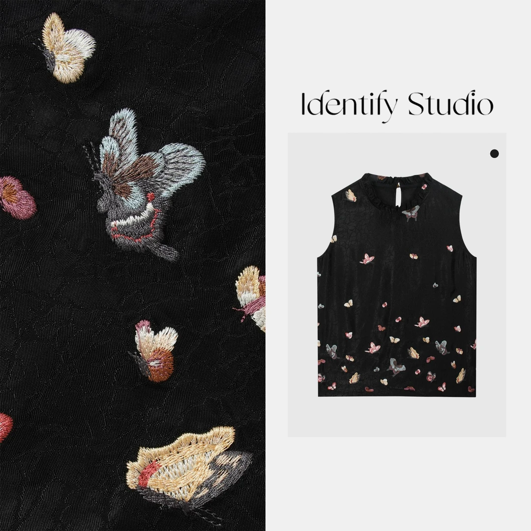 IDENTIFY"彩蝶"夏季新款气质高级蝴蝶无袖马甲上衣25SS ZZ07034