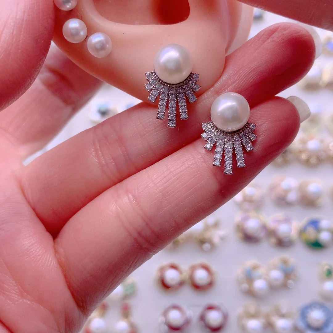 淡水珍珠耳饰合金