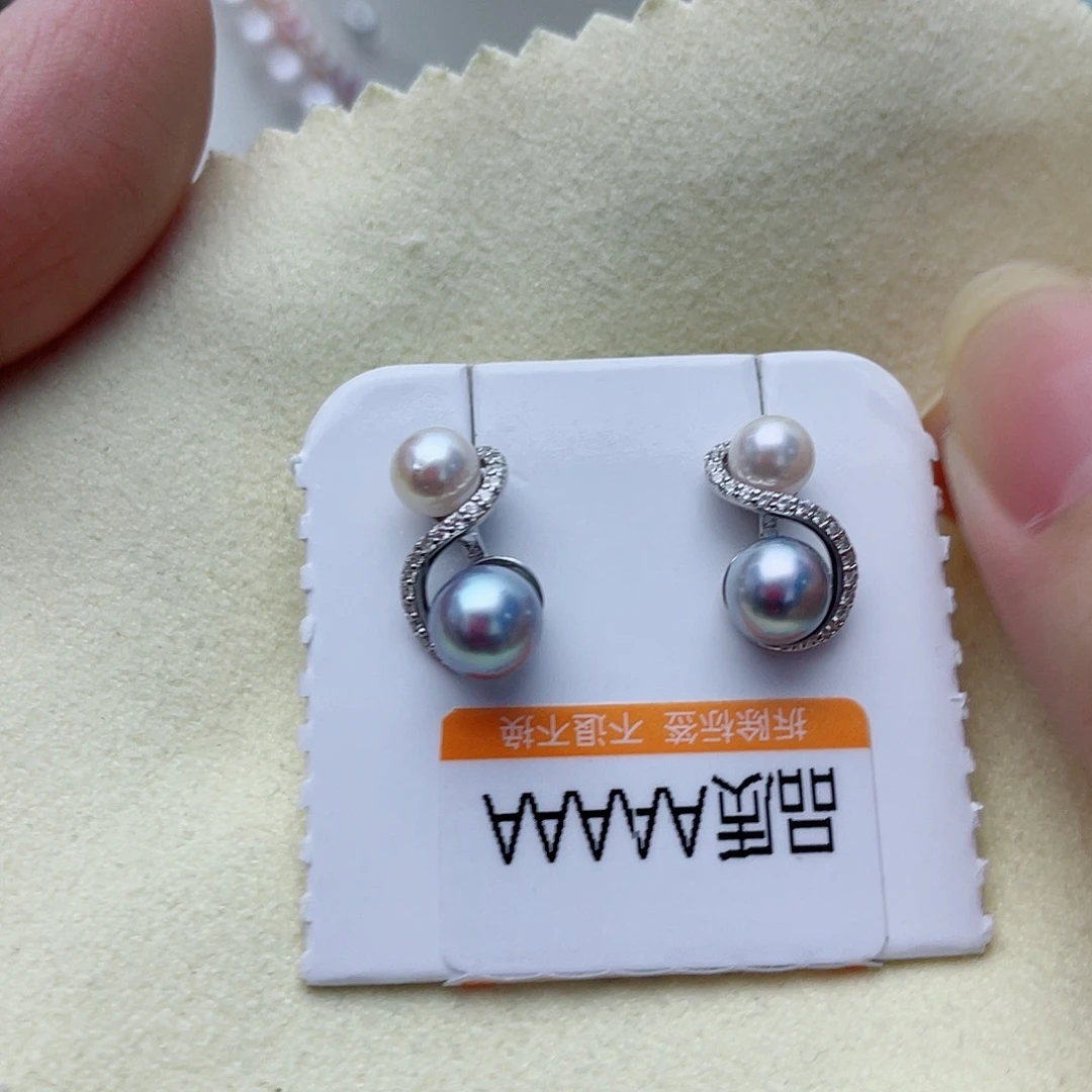 银S925镶嵌耳饰海水珍珠w39