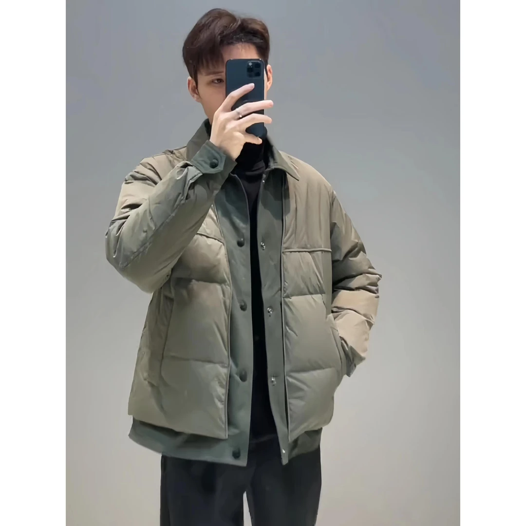 彪博时尚百搭保暖新款韩式高端鸭绒羽绒服翻领男式羽绒服冬季潮流