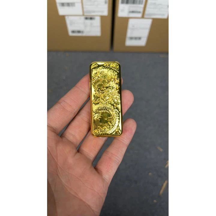 金色金属浮雕激光雕刻工艺小金条防爆打火机单机XF615