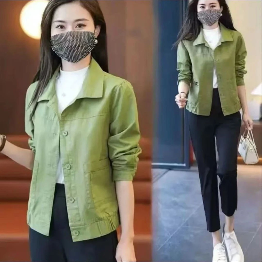 119春秋薄款上衣外套中年女宽松休闲开衫妈妈装小个子夹克风衣