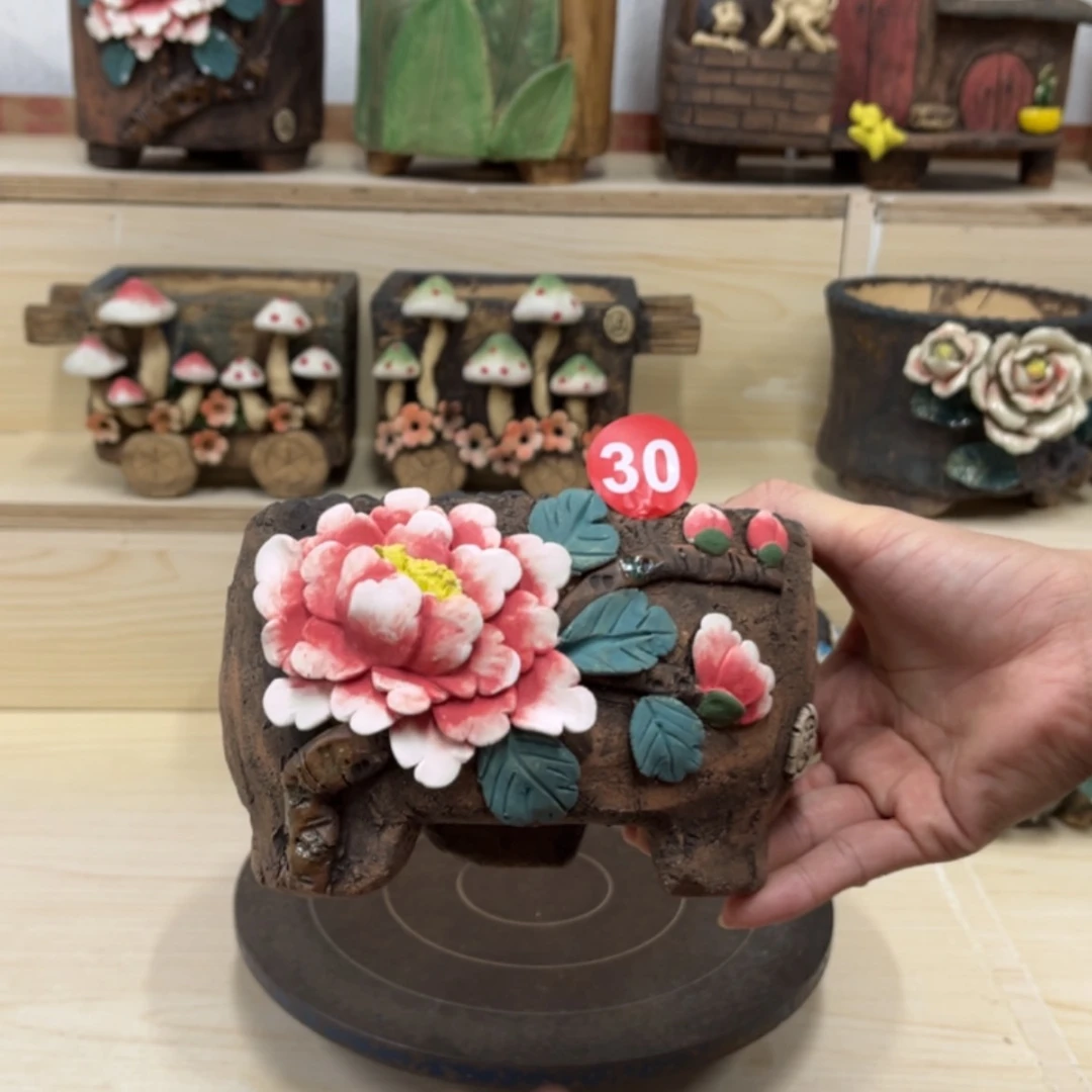 【闪购商品】紫砂花盆30号内口13×8外高10