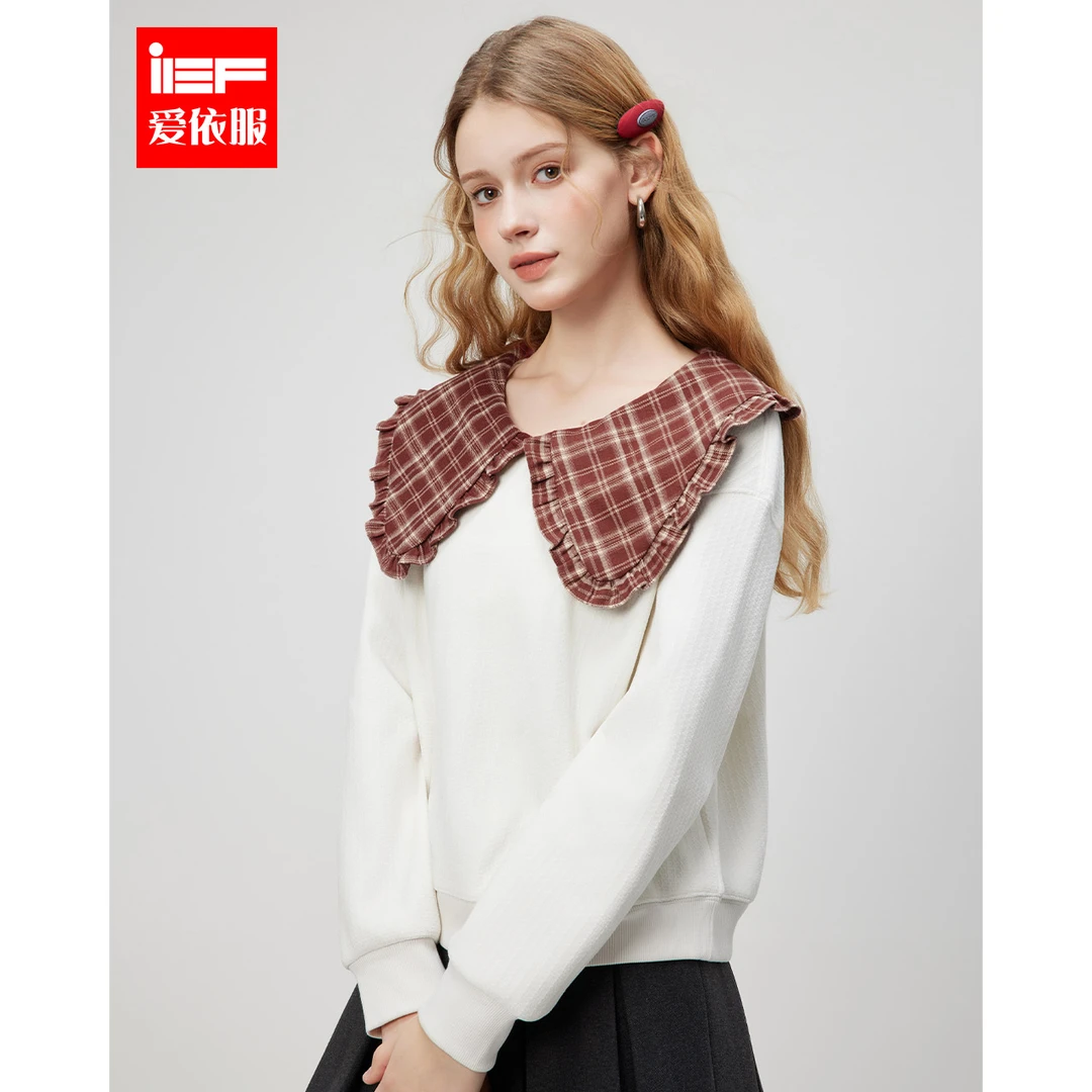 IEF/爱依服2025冬春新款法式甜美可爱减龄少女风百搭加绒保暖卫衣
