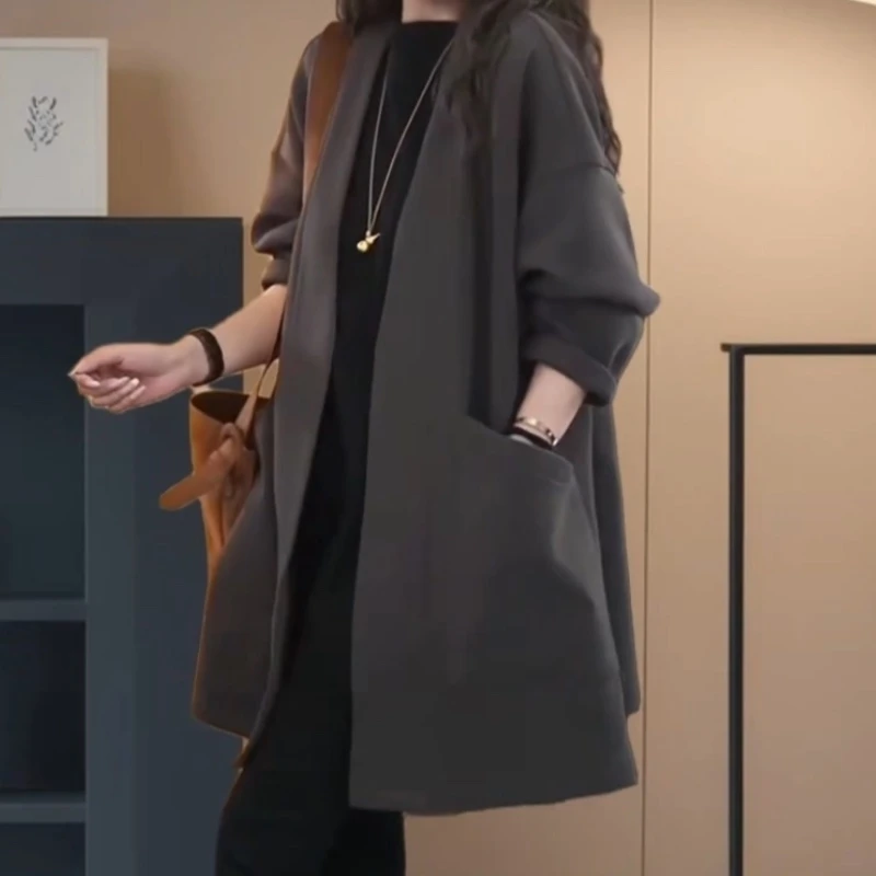 1#春上新韩版高级感时尚宽松侧开叉磁扣大版外套女