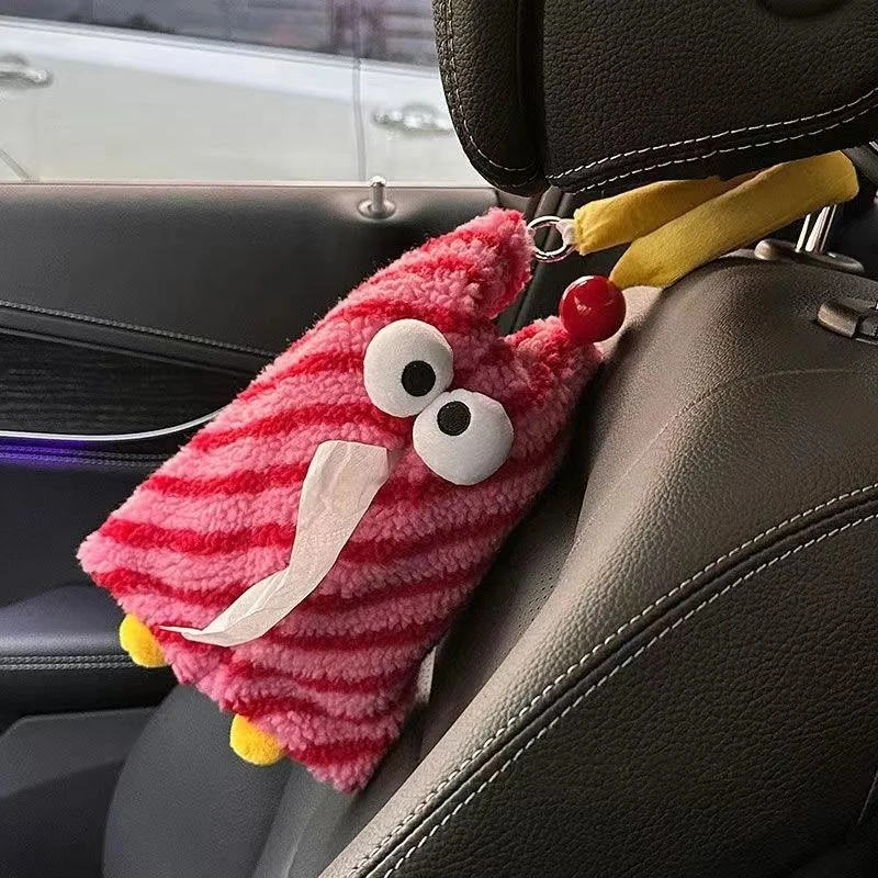 【店铺热销】新款可爱多巴胺车载纸巾盒搞怪汽车纸巾袋车内抽纸盒挂