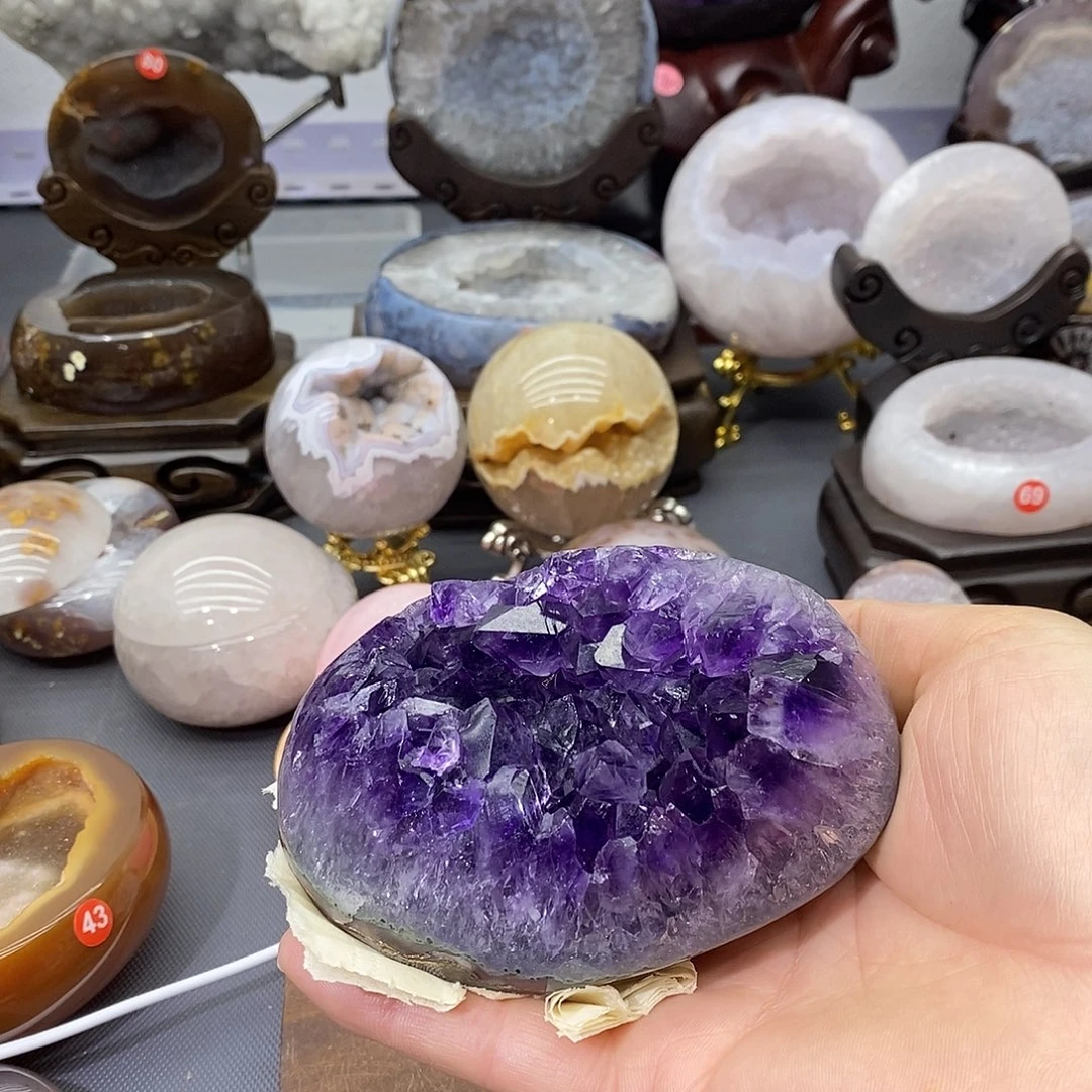 紫晶未镶嵌摆件紫晶大牙