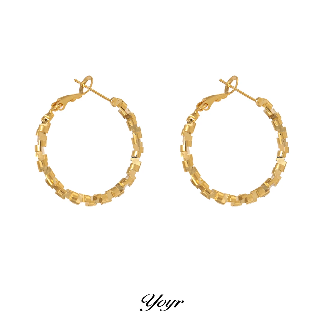 YOYR 黄铜耳饰 星芒碎银子耳圈新年礼物喜庆年味高品质精品耳圈