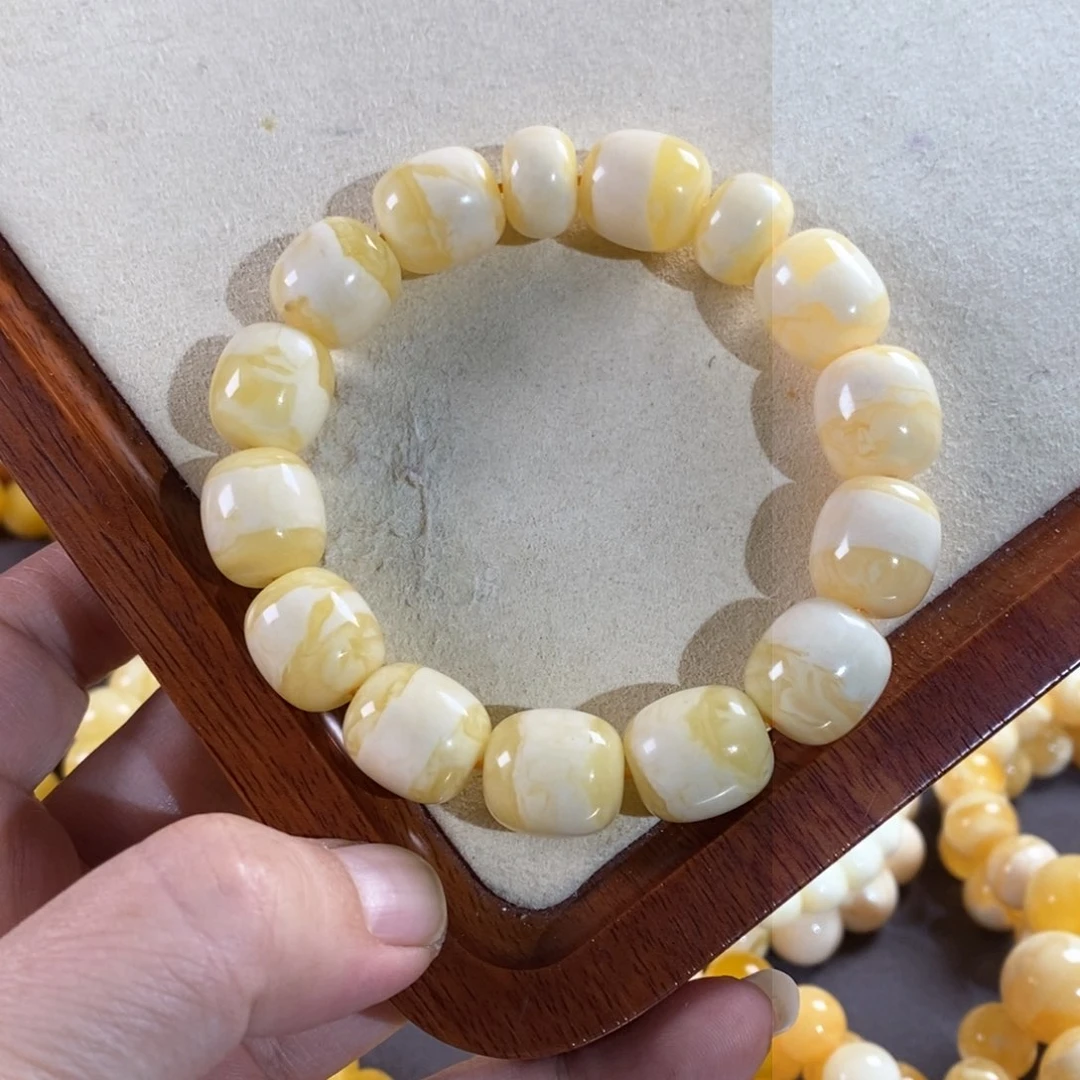 琥珀裸石未镶嵌焦皮同料一线天老型手串