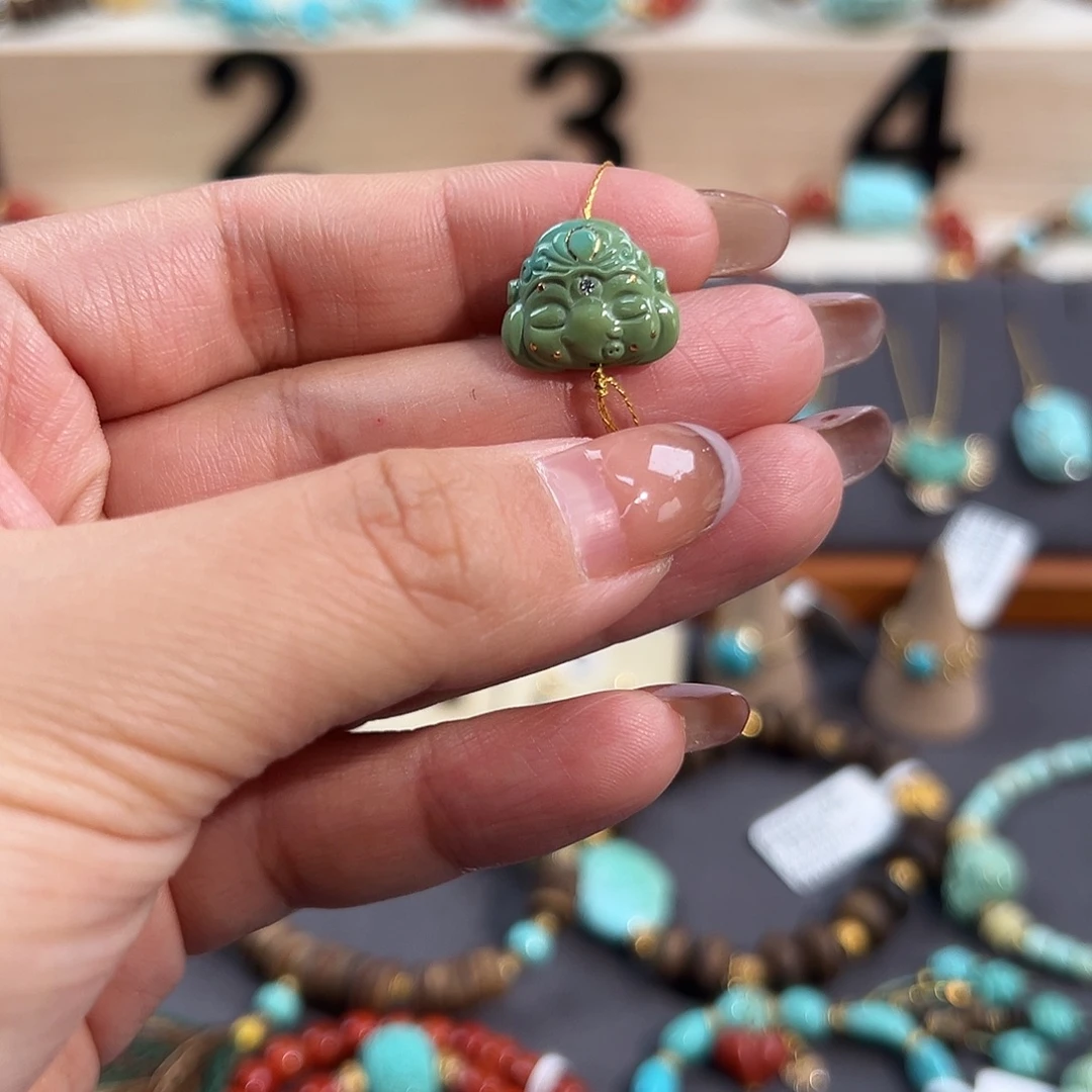 绿松石未镶嵌把件俏色公主象配饰