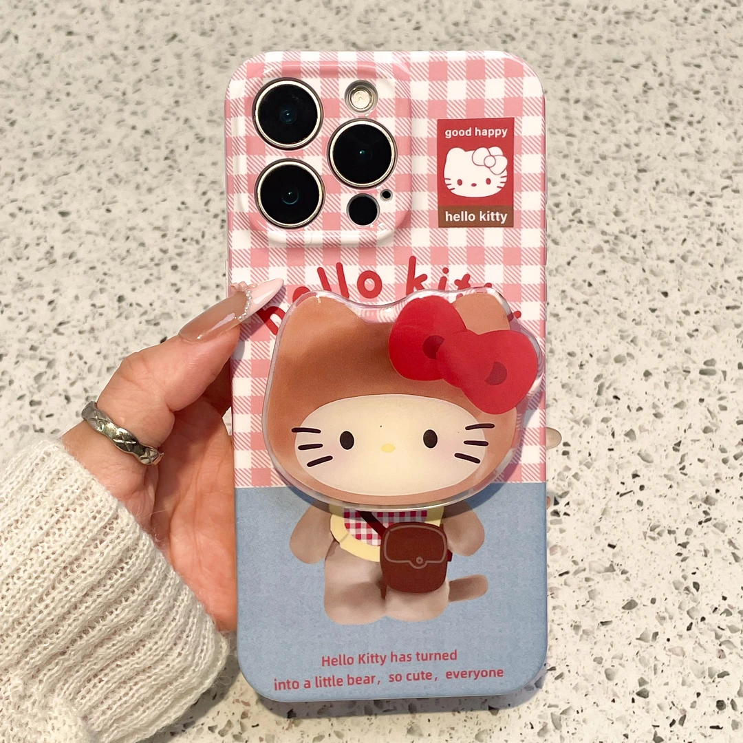 背包kitty猫菲林软壳适用苹果VIVO华为OPPO小米荣耀支架手机壳