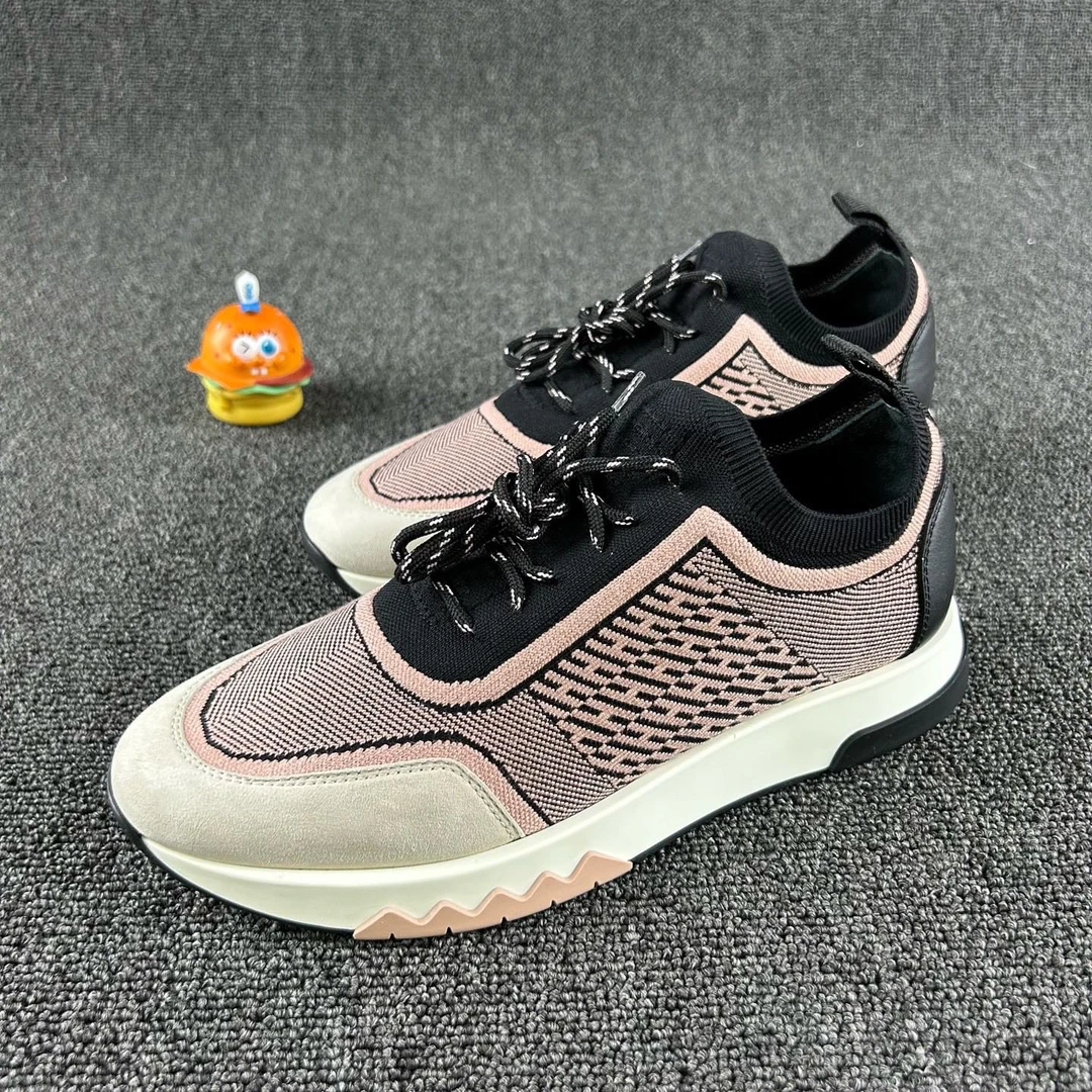 95新 Hermes/爱马仕 粉色休闲鞋38码 HB4253