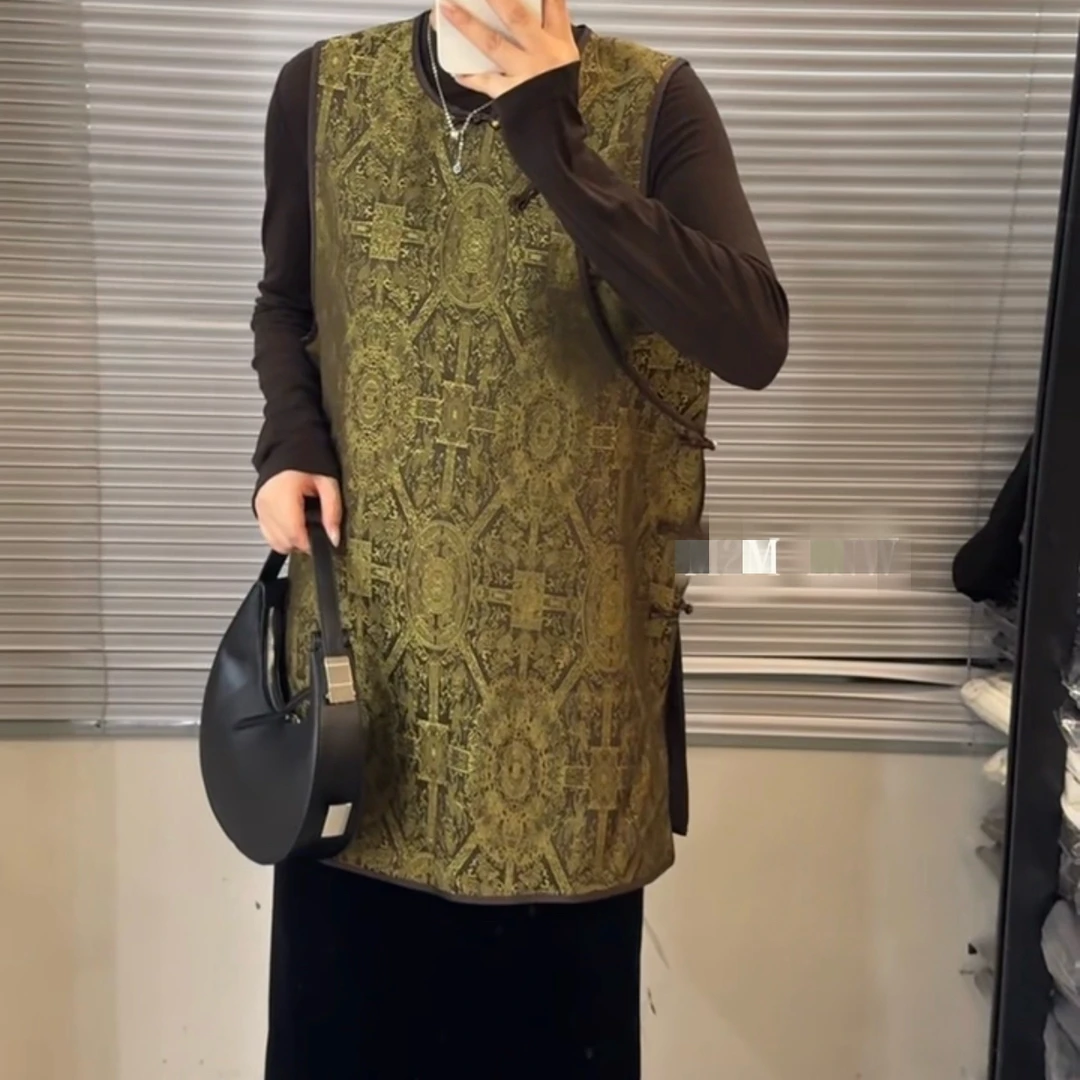 丸子姐姐冬季新品/人丝国风新中式盘扣气质马甲