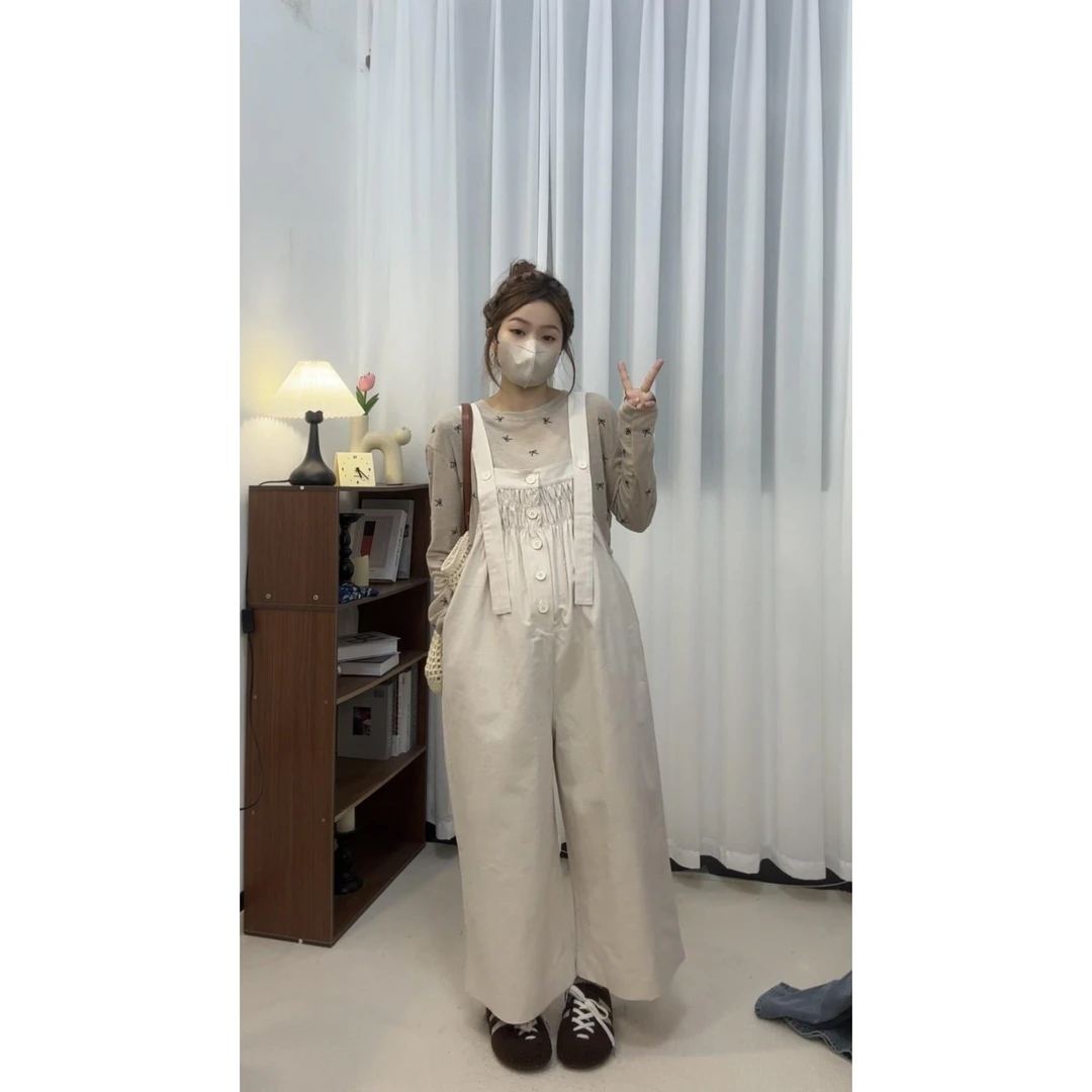 橙子家-孕妇装春夏季新款时尚高腰宽松减龄上衣+背带裤两件套