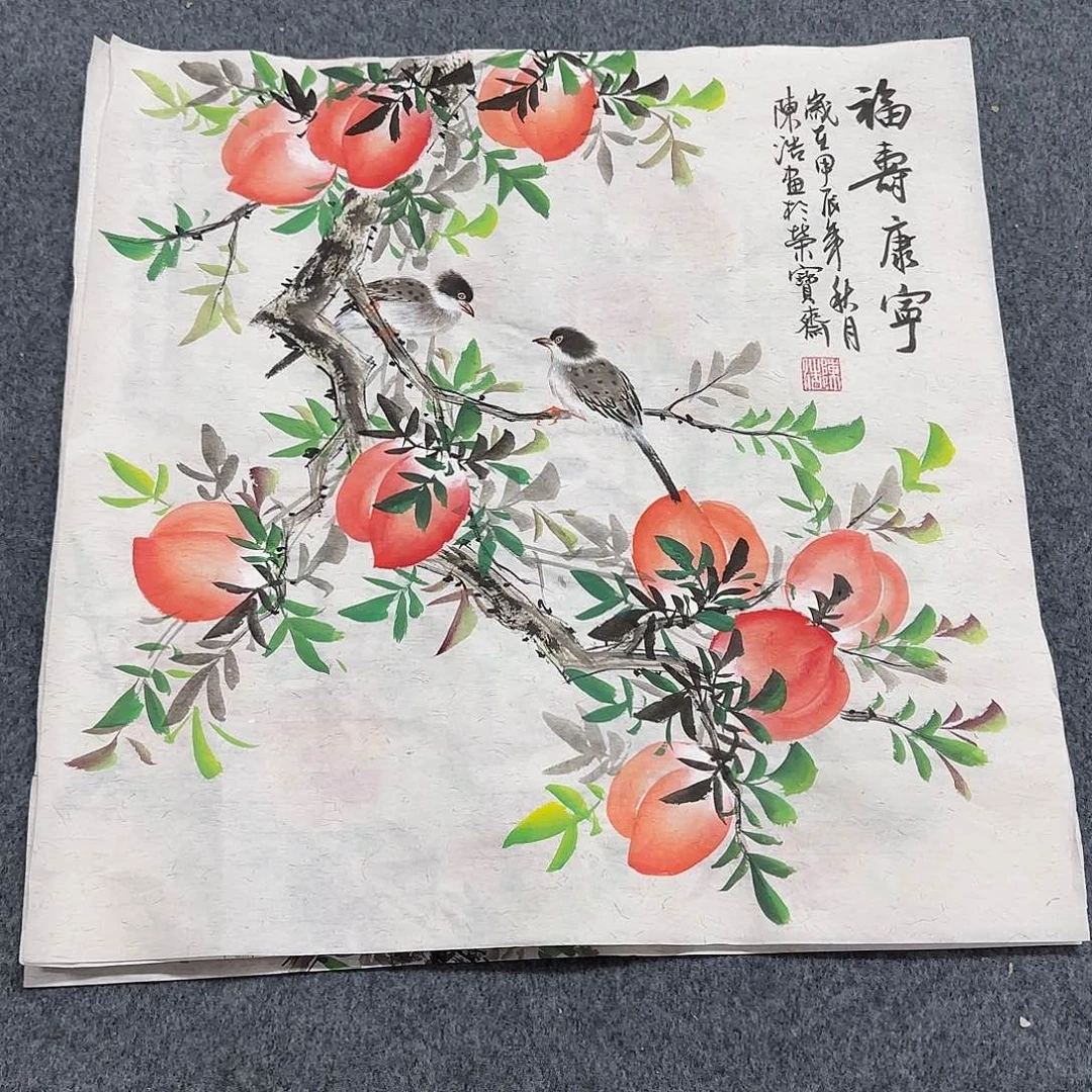 国画尺寸70X70手绘作品