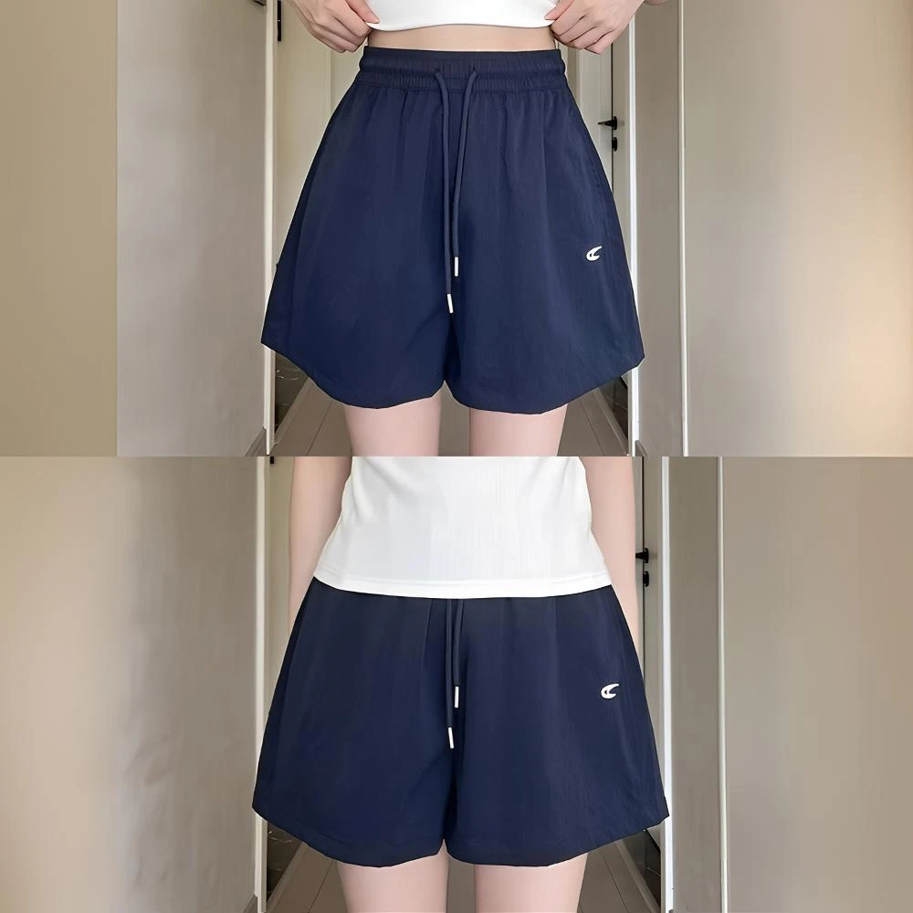 大码300斤刺绣短裤女夏季新款高腰宽松休闲运动速干五分工装裤子