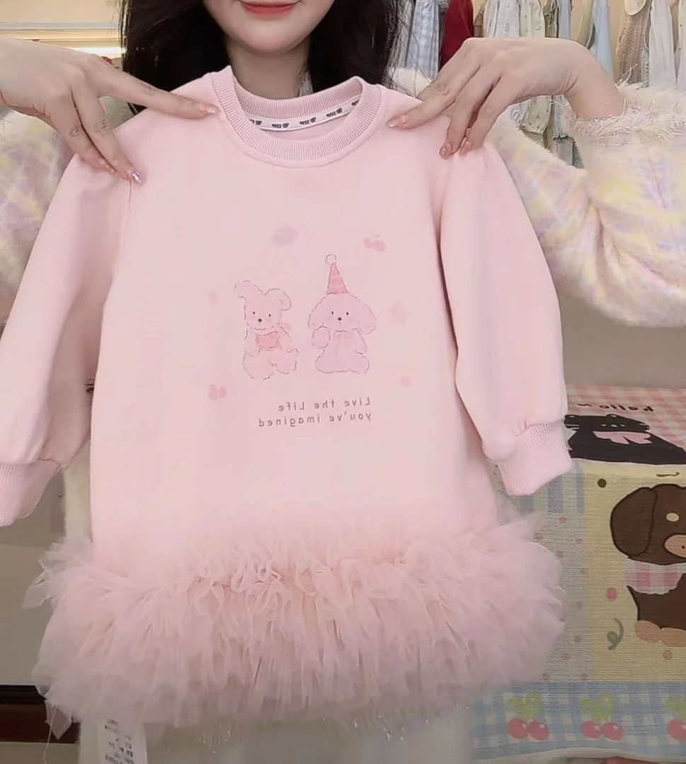 【谷谷家】粉色小熊熊熊卫衣裙