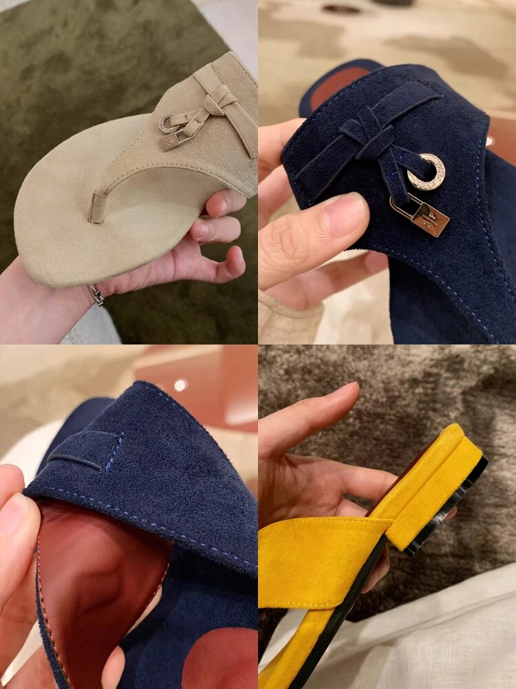 法式人字拖鞋女夏季外穿2025新款沙滩流苏低跟粗跟夹趾凉拖休闲