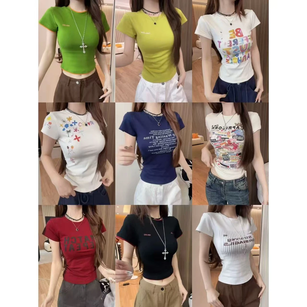 【短袖合集】夏季辣妹修身短袖T恤女百搭显瘦短款上衣