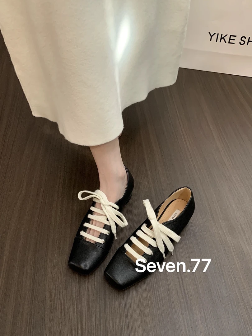 韩系夏日新品绑带法式单鞋