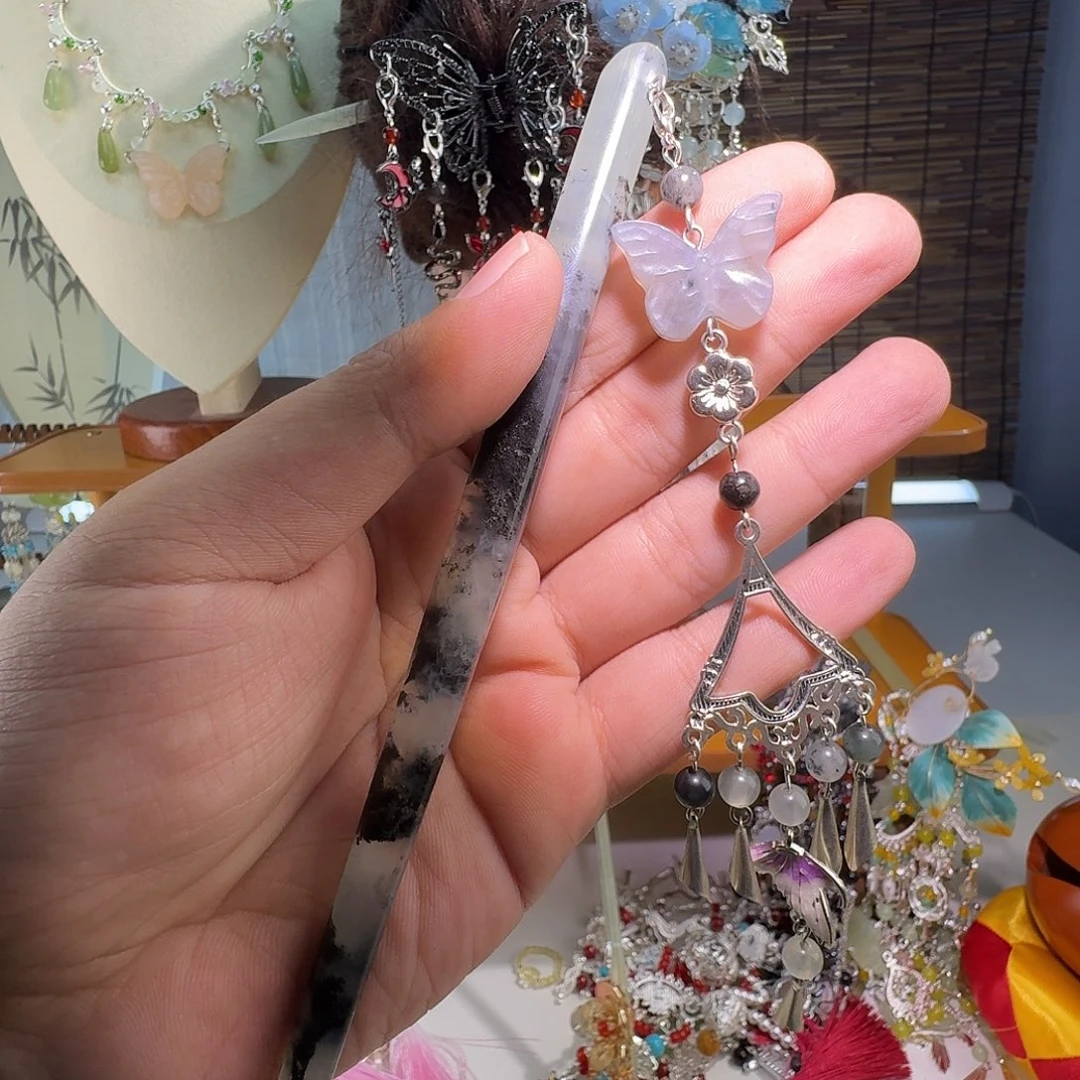 蛇纹石玉合金发饰