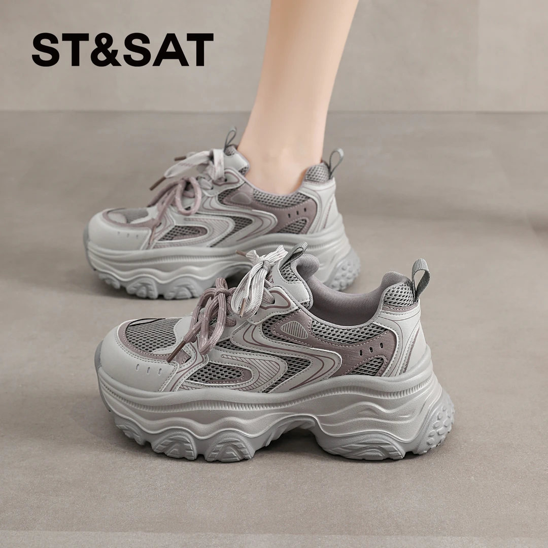 星期六深口耐脏老爹鞋女士2025新款秋季网面鞋不累脚流行休闲女鞋